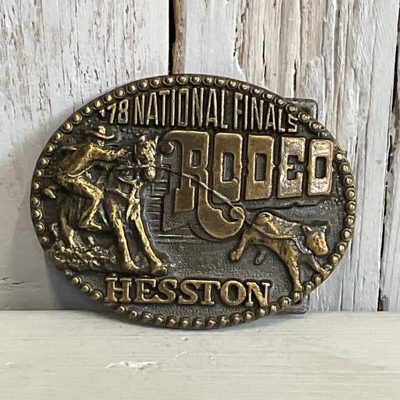 1978 National Finals Rodeo Hesston Belt Buckle 4th Edition Oklahoma City OK - Picture 2 of 7